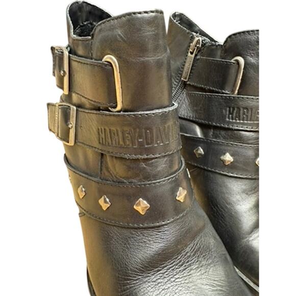 "HARLEY DAVIDSON" Boots SZ 8 Leather VTG Buckles Studded  Y2K Bad Girl Biker - Picture 4 of 16